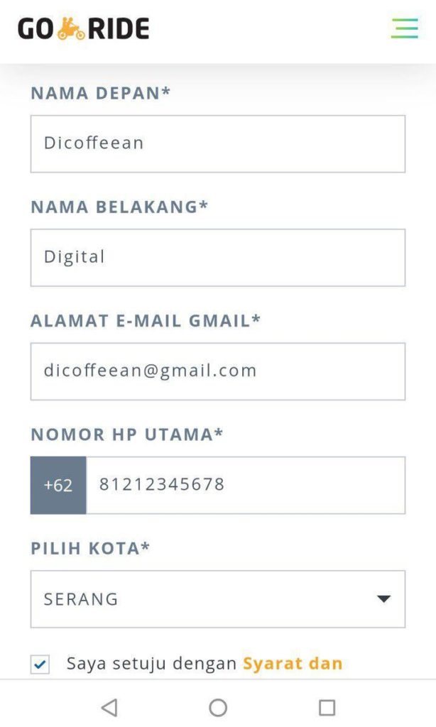 cara daftar go-ride GOJEK