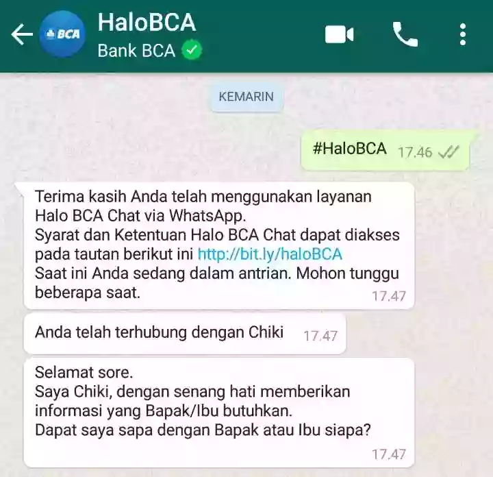 Layanan WhatsApp HaloBCA