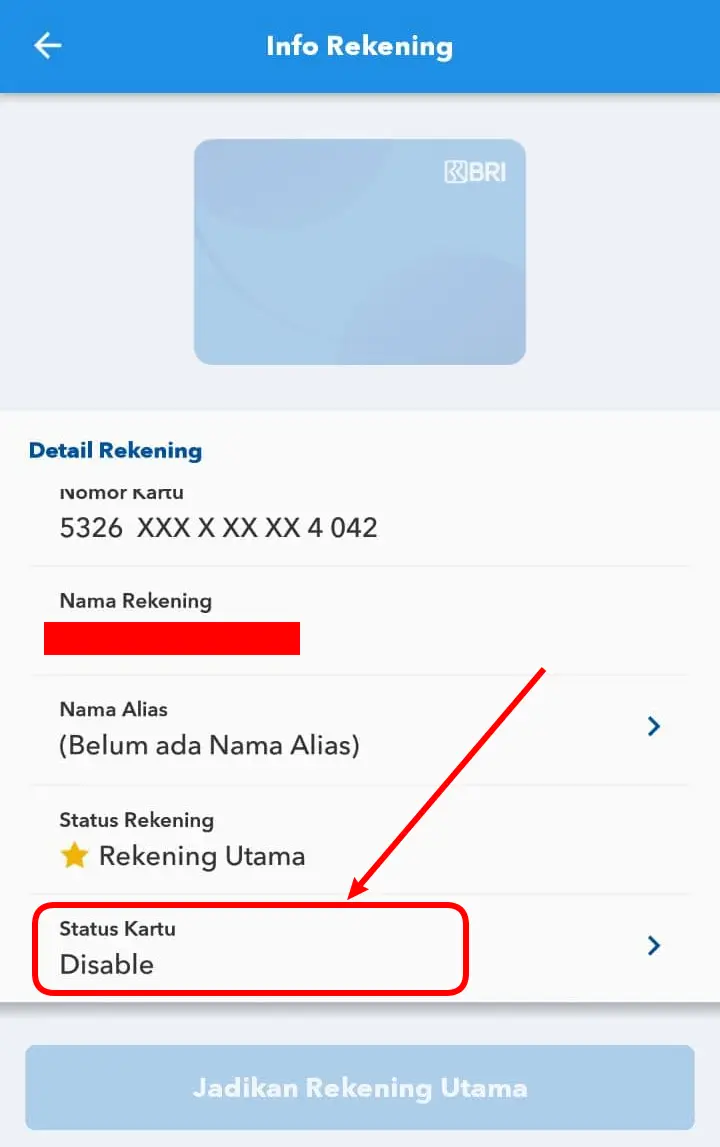 Status Kartu Disable
