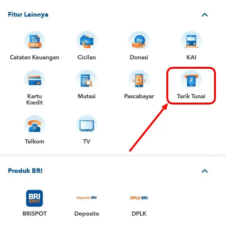 Fitur Lainnya Tarik Tunai BRImo