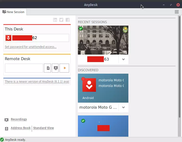Tampilan AnyDesk versi Desktop
