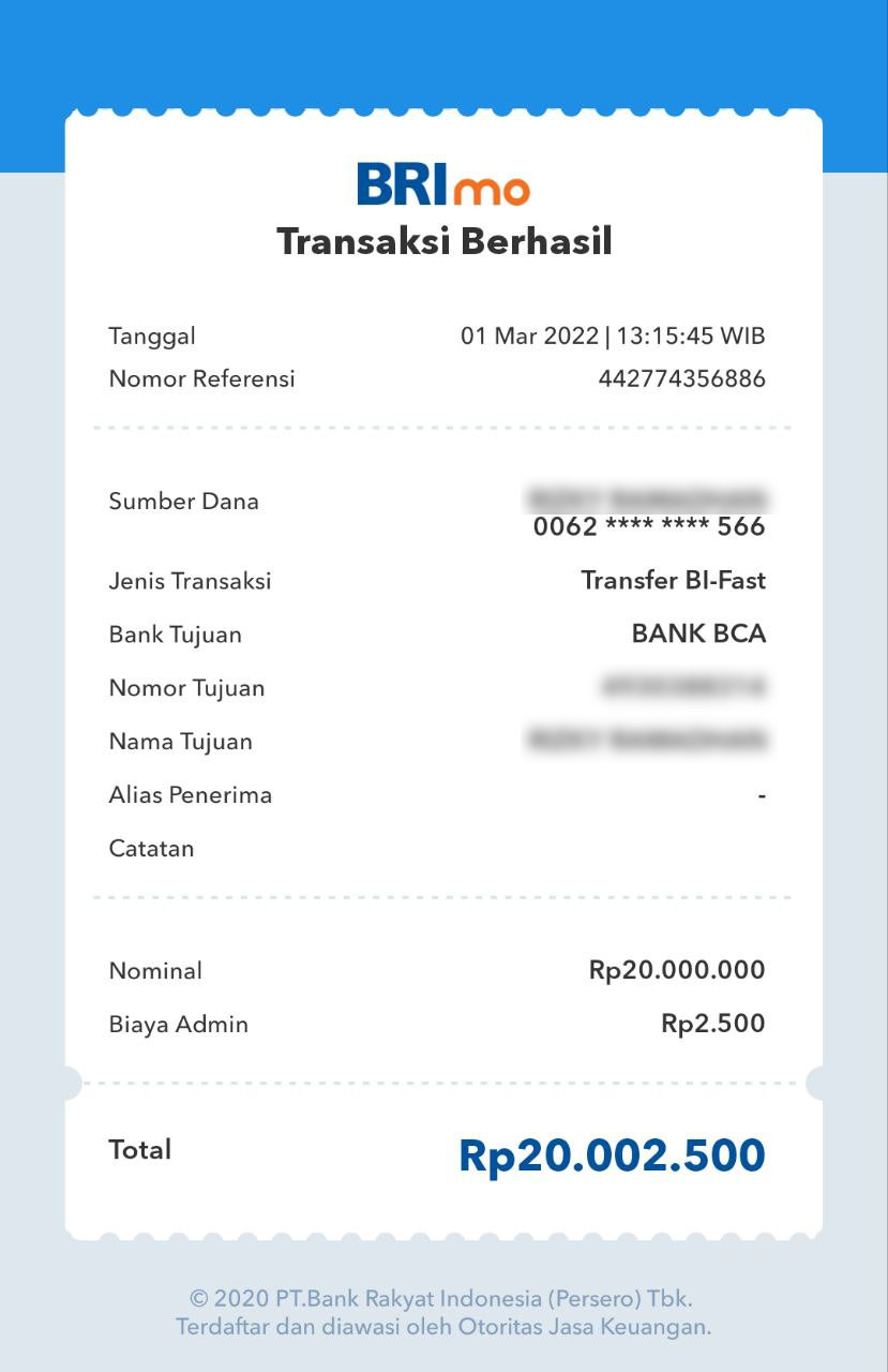 Transfer Antar Bank Di BRImo Cuma 2500 Dengan Fitur BI-Fast